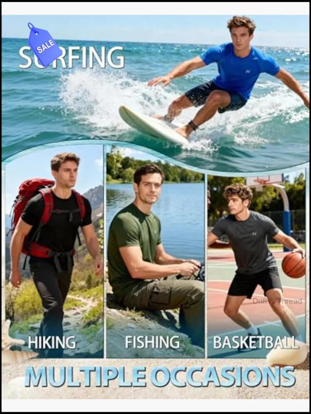 UPF 50+ Rash Guard Short Sleeve Swim Shirt Quick Dry Men's Athletic Beach Top